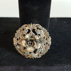 Vintage Jewel Art 925 Sterling Silver Floral Flower Brooch Pin Signed